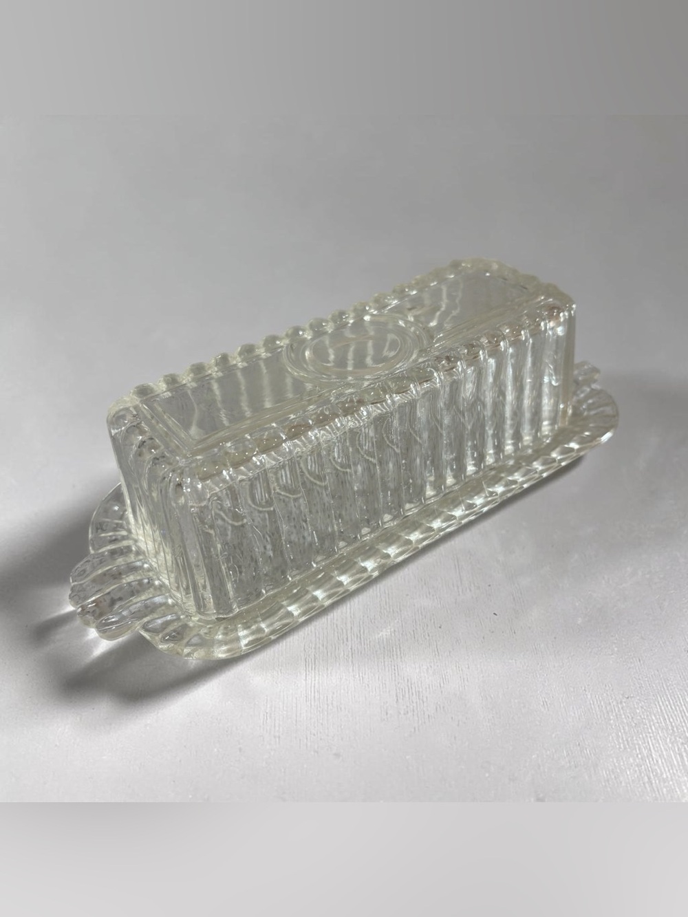 Fire King Clear Glass Butter Dish